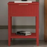 Monti Single Drawer Bedside Table - Red, Pine