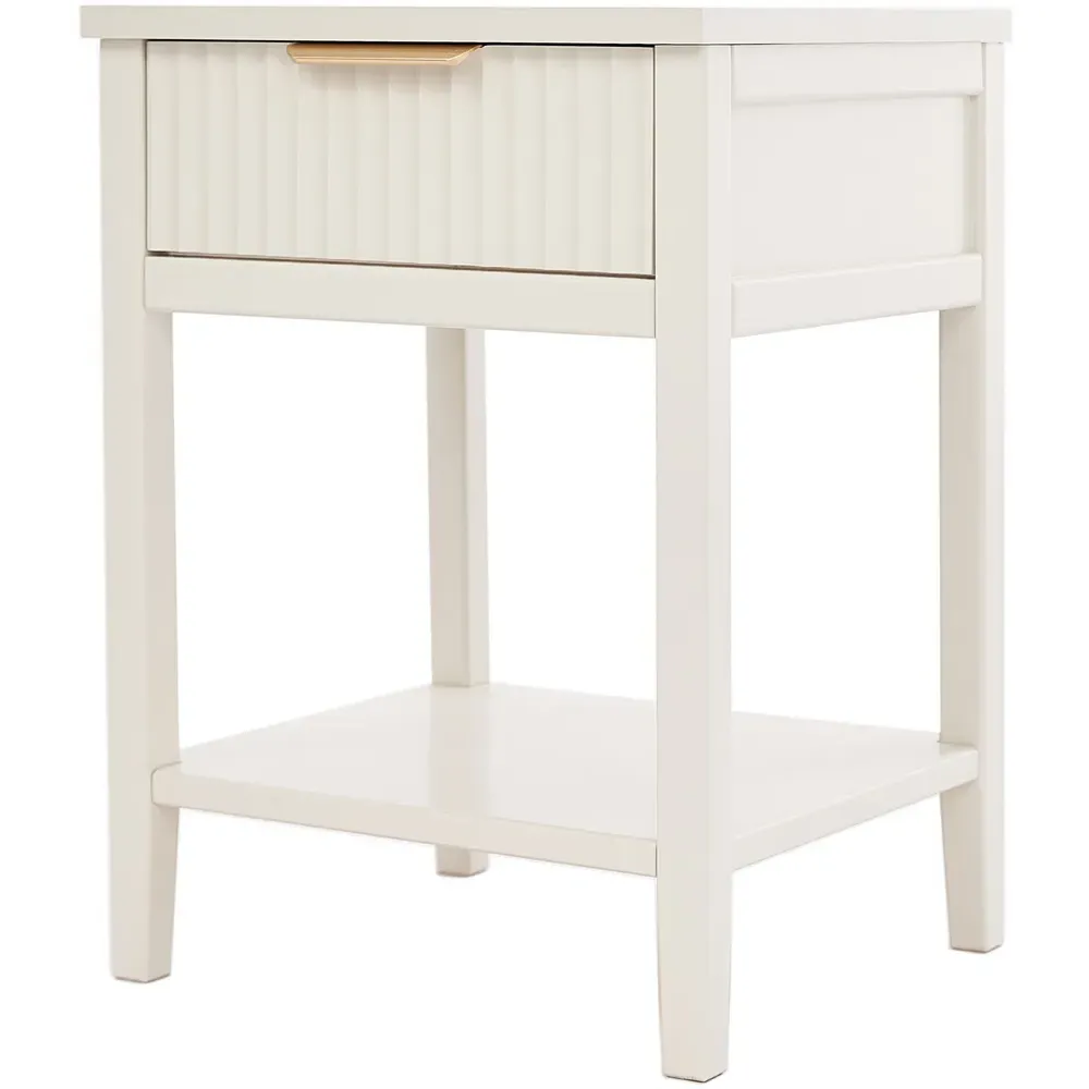 Monti Single Drawer Bedside Table - White, Pine