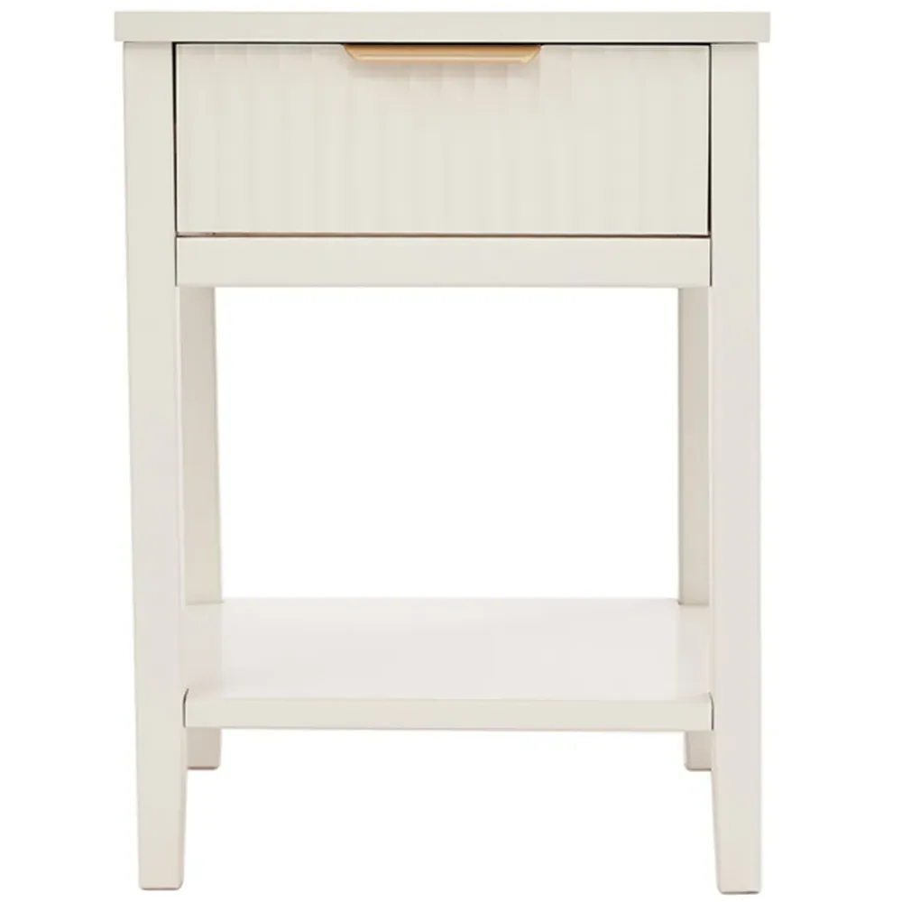 Monti Single Drawer Bedside Table - White, Pine