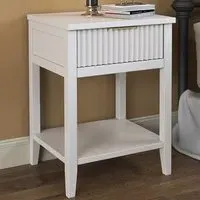 Monti Single Drawer Bedside Table - White, Pine