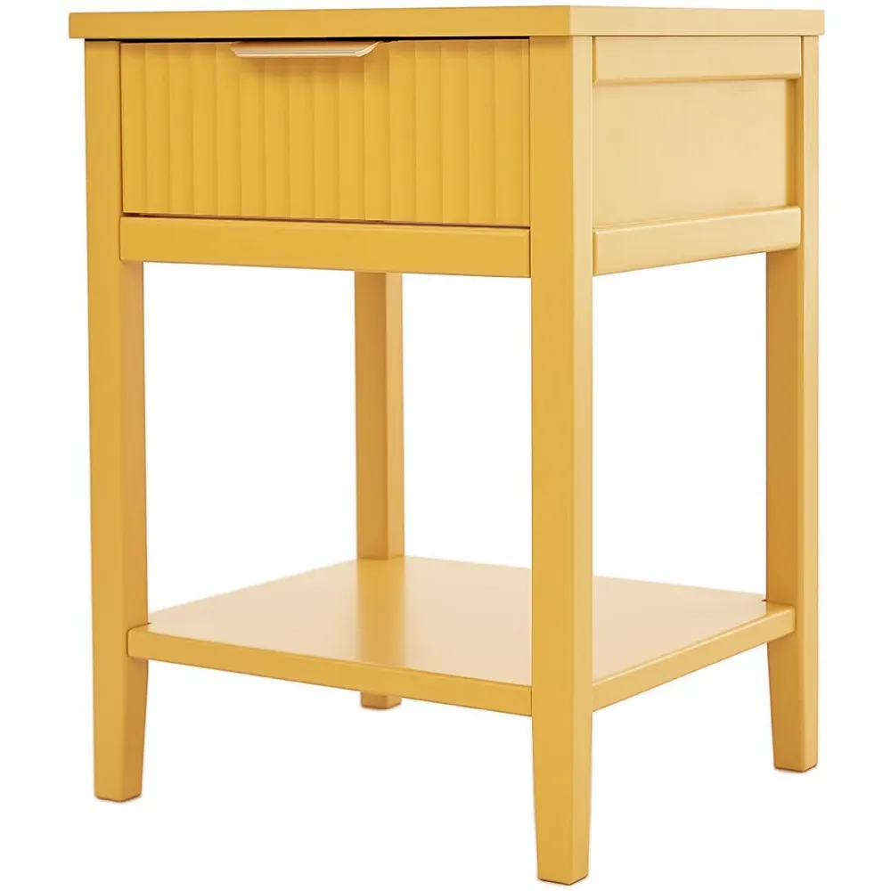 Monti Single Drawer Bedside Table - Yellow, Pine