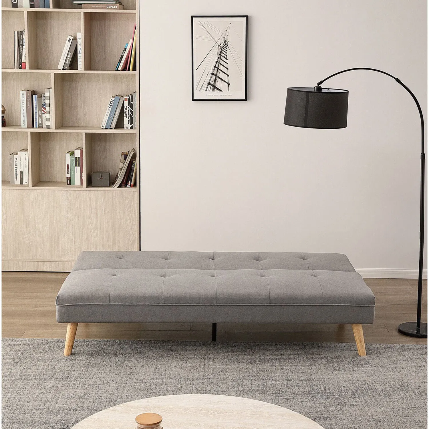 Monty 2-Seater Sofa Bed - Grey, Linen