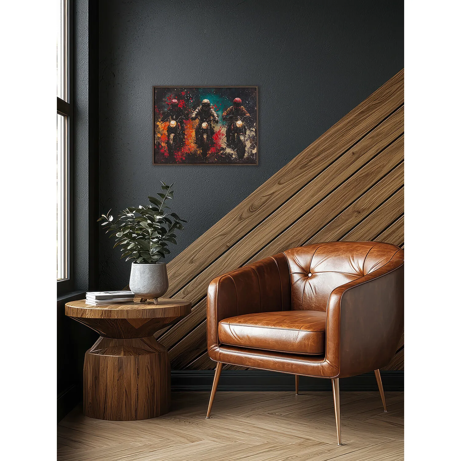 Motorcycle Triad Framed Textured Canvas