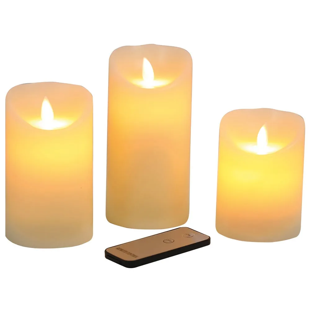 Moving Flame LED Candle Set with Remote Control - 3 Pack image