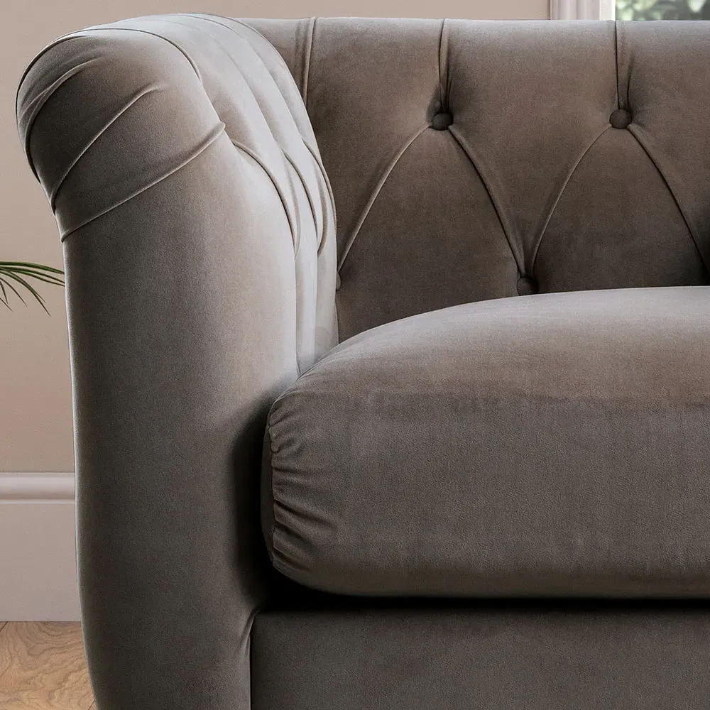 Mushroom Velvet Armchair - Grey