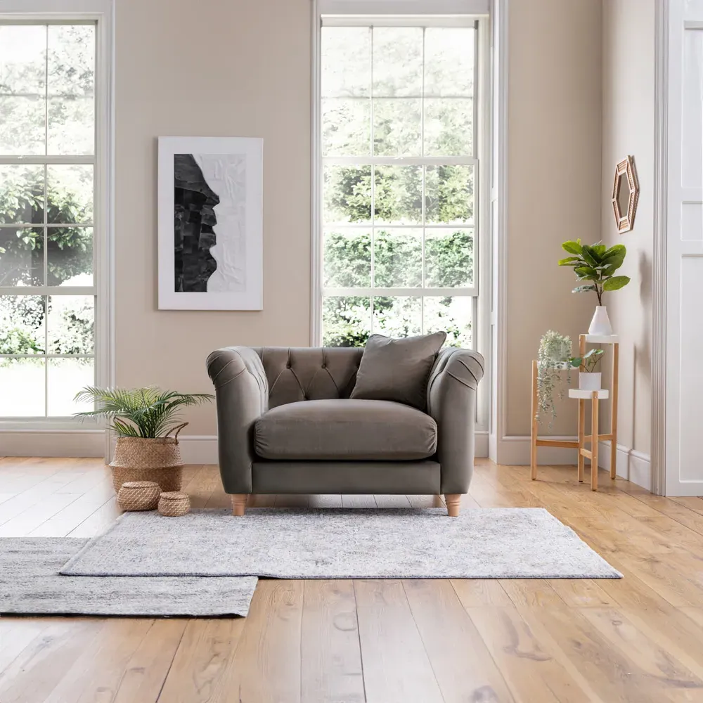 Mushroom Velvet Armchair - Grey