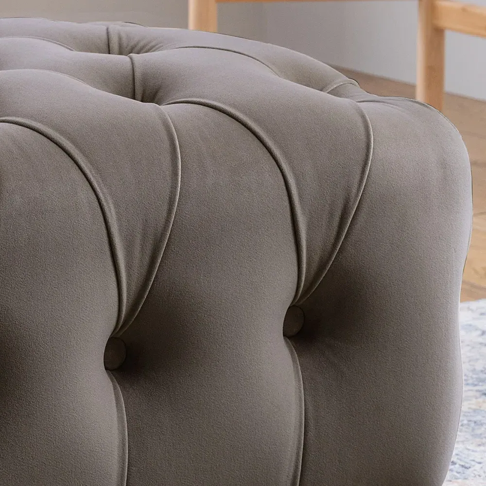 Mushroom Velvet Footstool - Grey