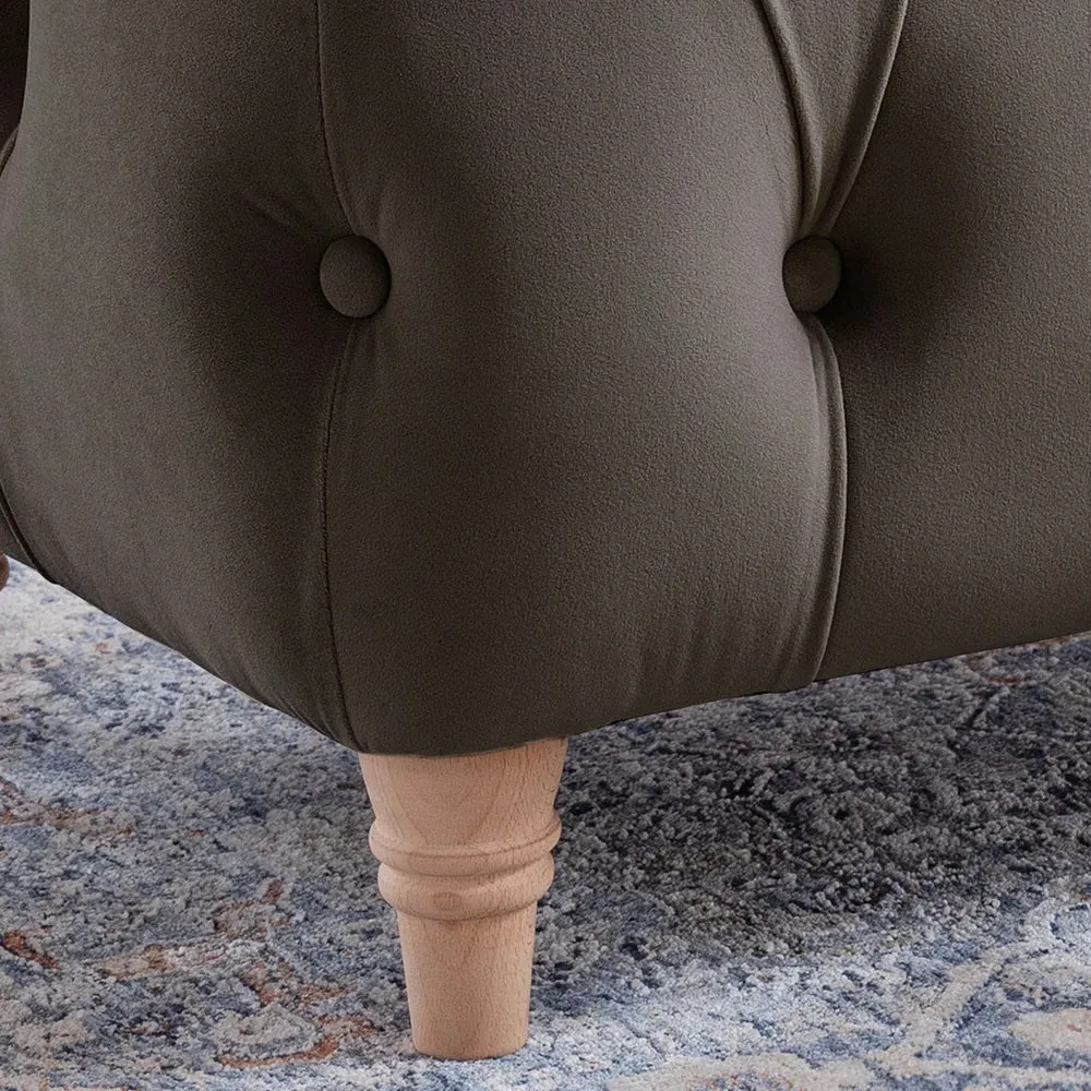 Mushroom Velvet Footstool - Grey