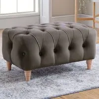 Mushroom Velvet Footstool - Grey