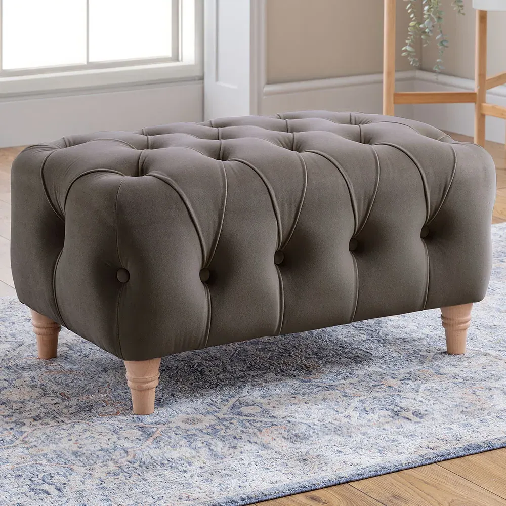 Mushroom Velvet Footstool - Grey image