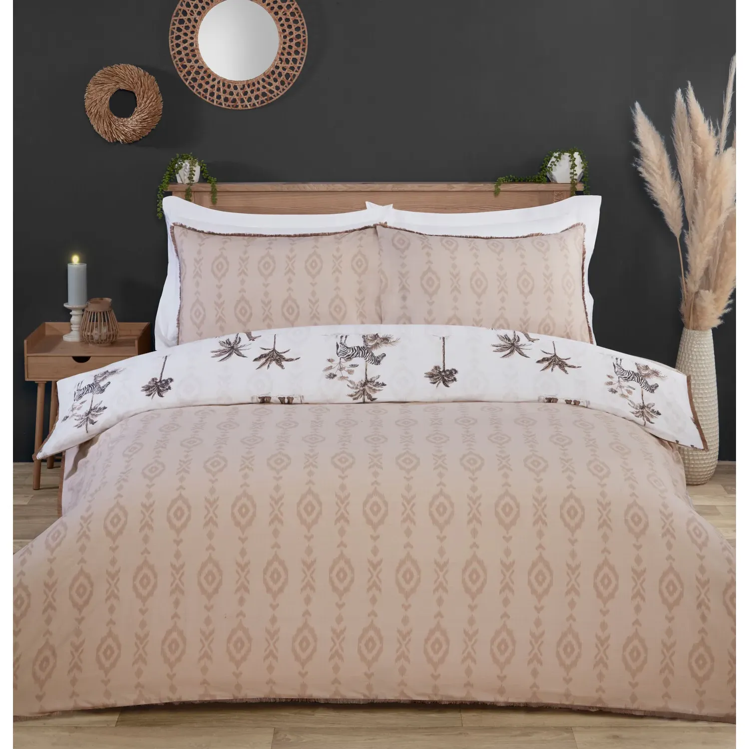 Nahara King Duvet Cover and Pillowcase Set - Natural