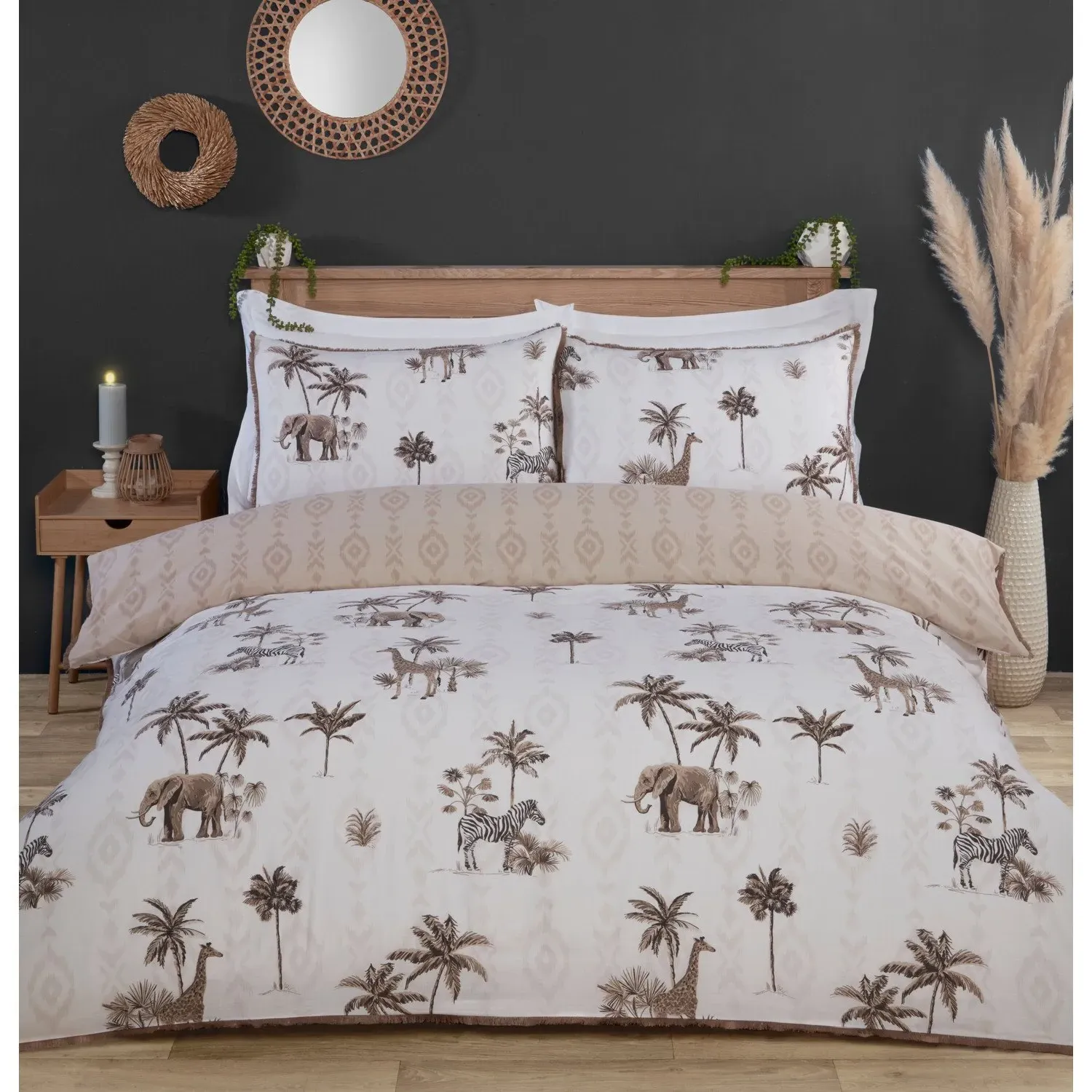 Nahara King Duvet Cover and Pillowcase Set - Natural