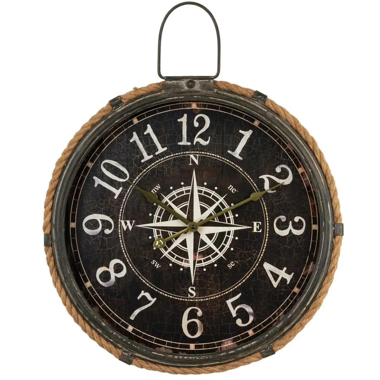 Nautical Compass Round Wall Clock - Brown image
