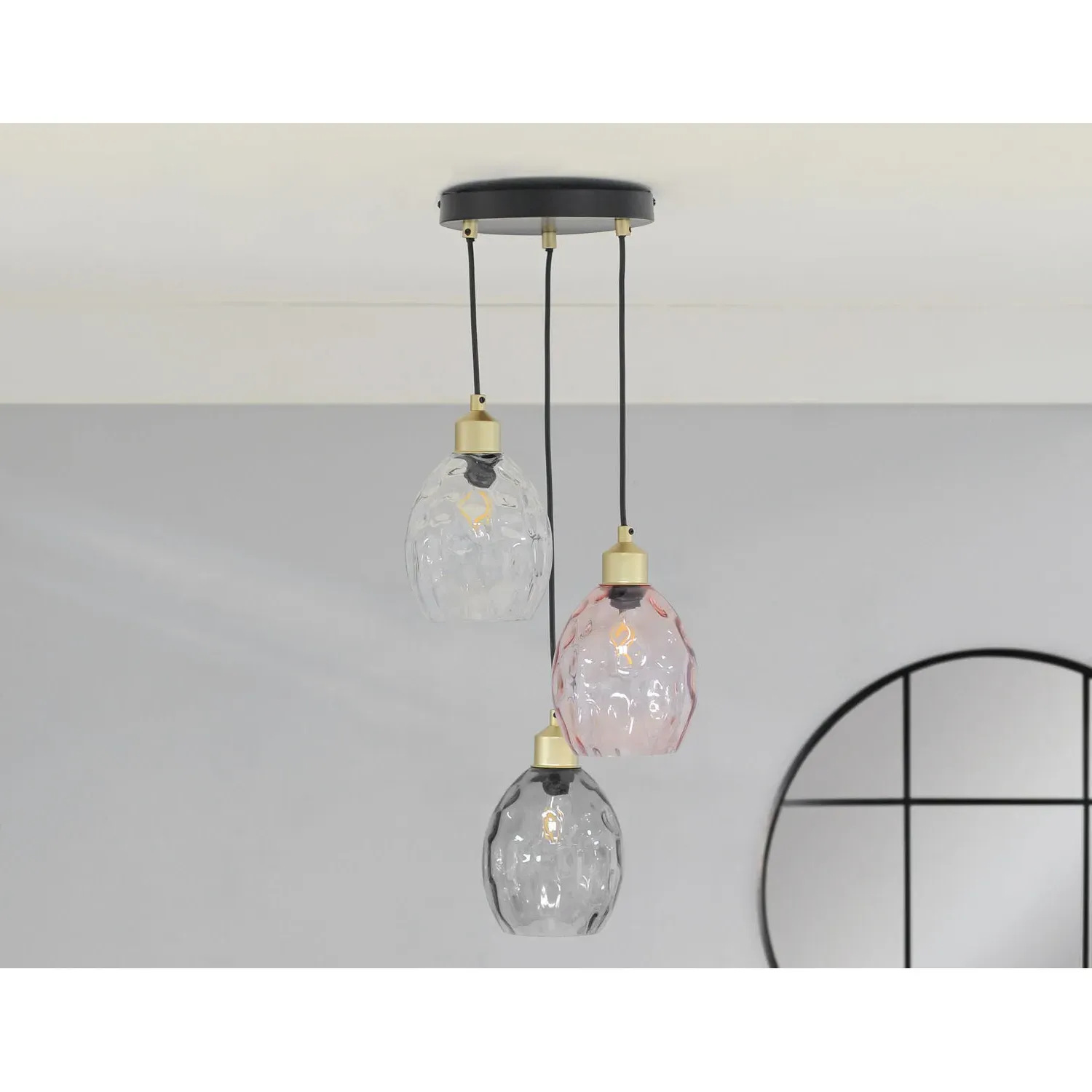 Neave 3 Light Droplet Ceiling Fitting - Glass