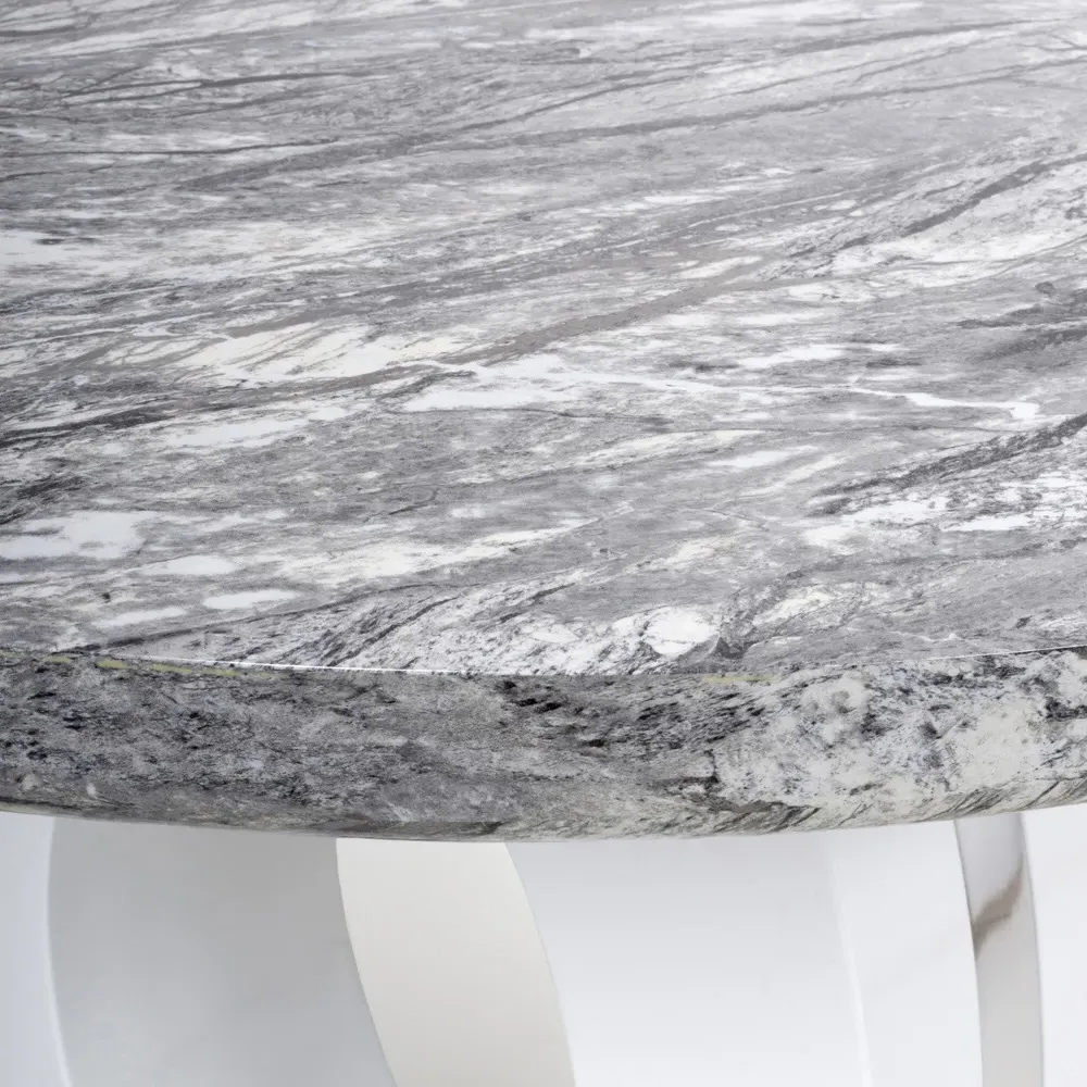 Neptune 4-Seater Round Dining Table - White, Marble Effect