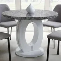 Neptune 4-Seater Round Dining Table - White, Marble Effect