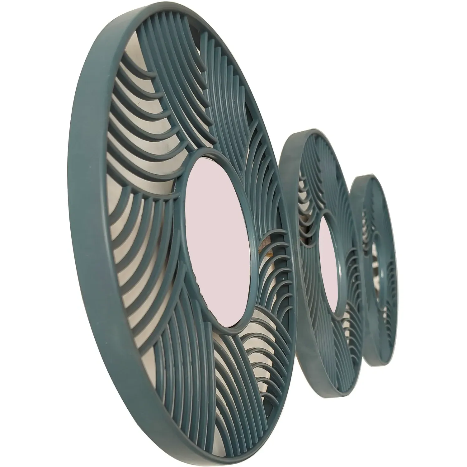 Nerissa Set of 3 Round Mirrors - Blue