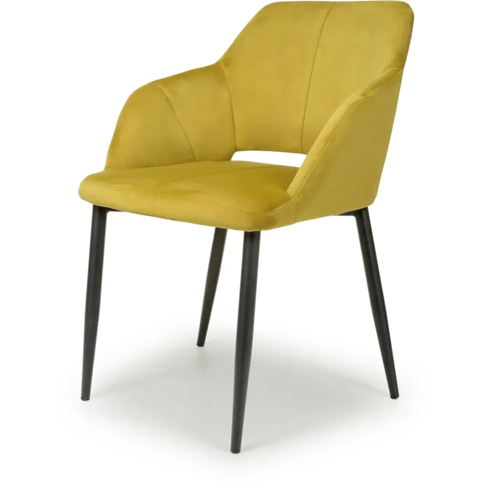 Nero Set of 2 Dining Chairs - Lime Gold, Velvet