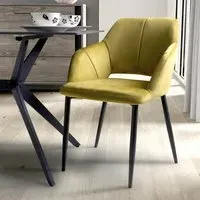 Nero Set of 2 Dining Chairs - Lime Gold, Velvet