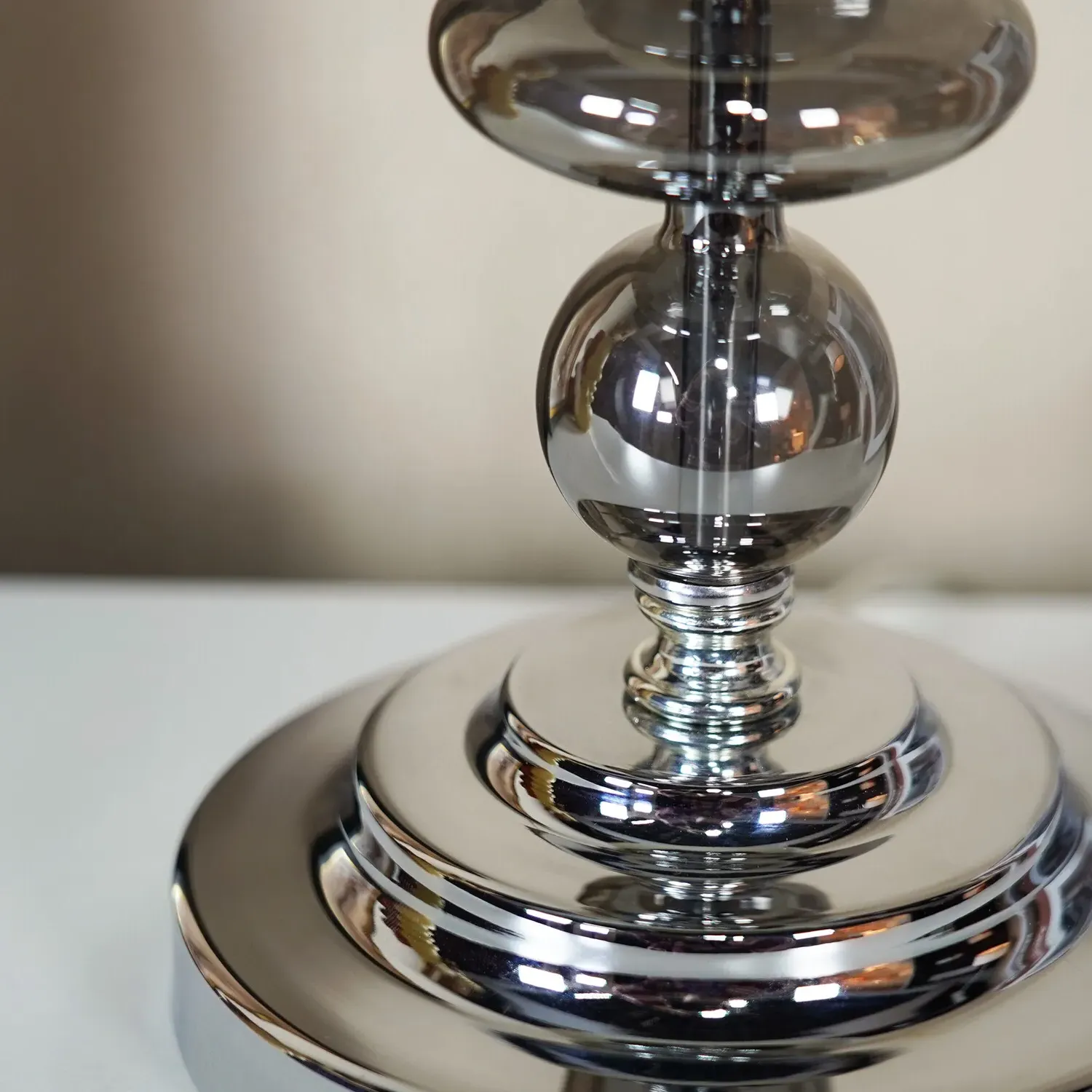 Nessa Table Lamp with White Shade - Chrome