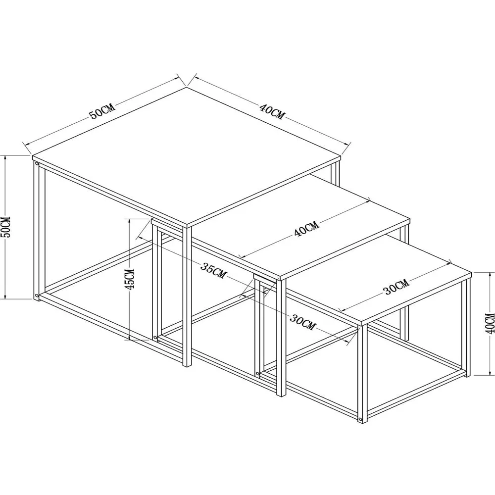 Nest of Tables Set of 3 - Black