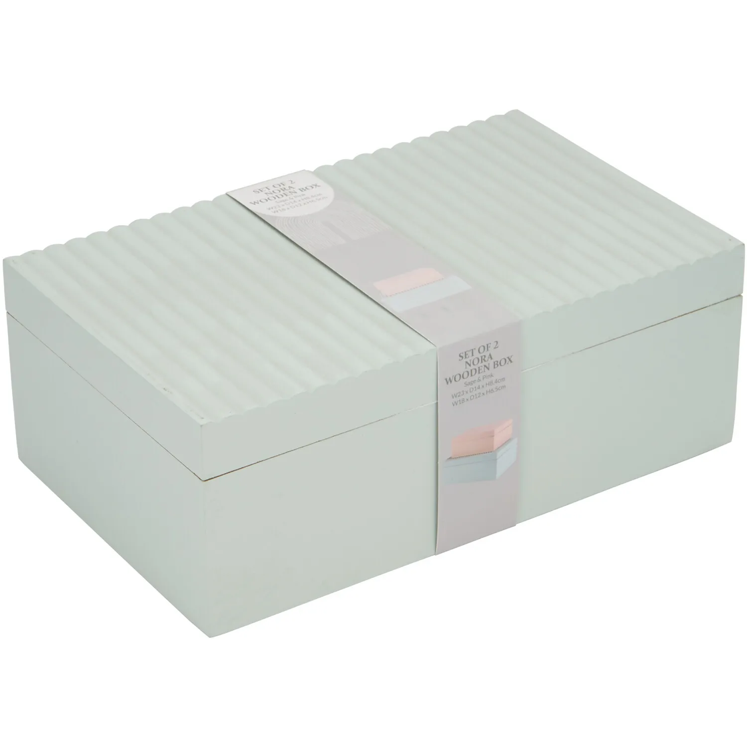 Nora Set of 2 Storage Boxes with Hinged Lids - Wood