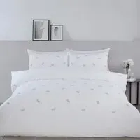 Norah Single Size Embroidered Duvet Set - White