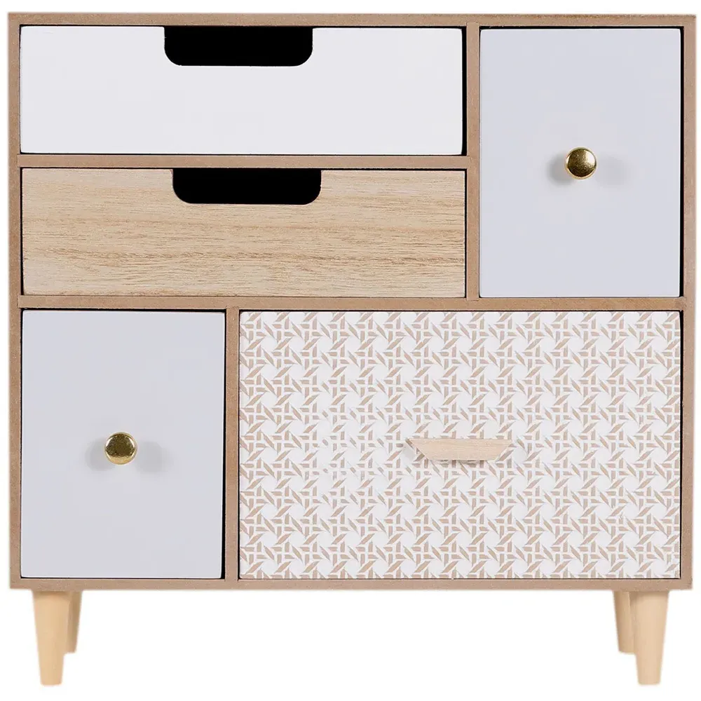 Nordic 5 Drawer Storage Cabinet - Brown