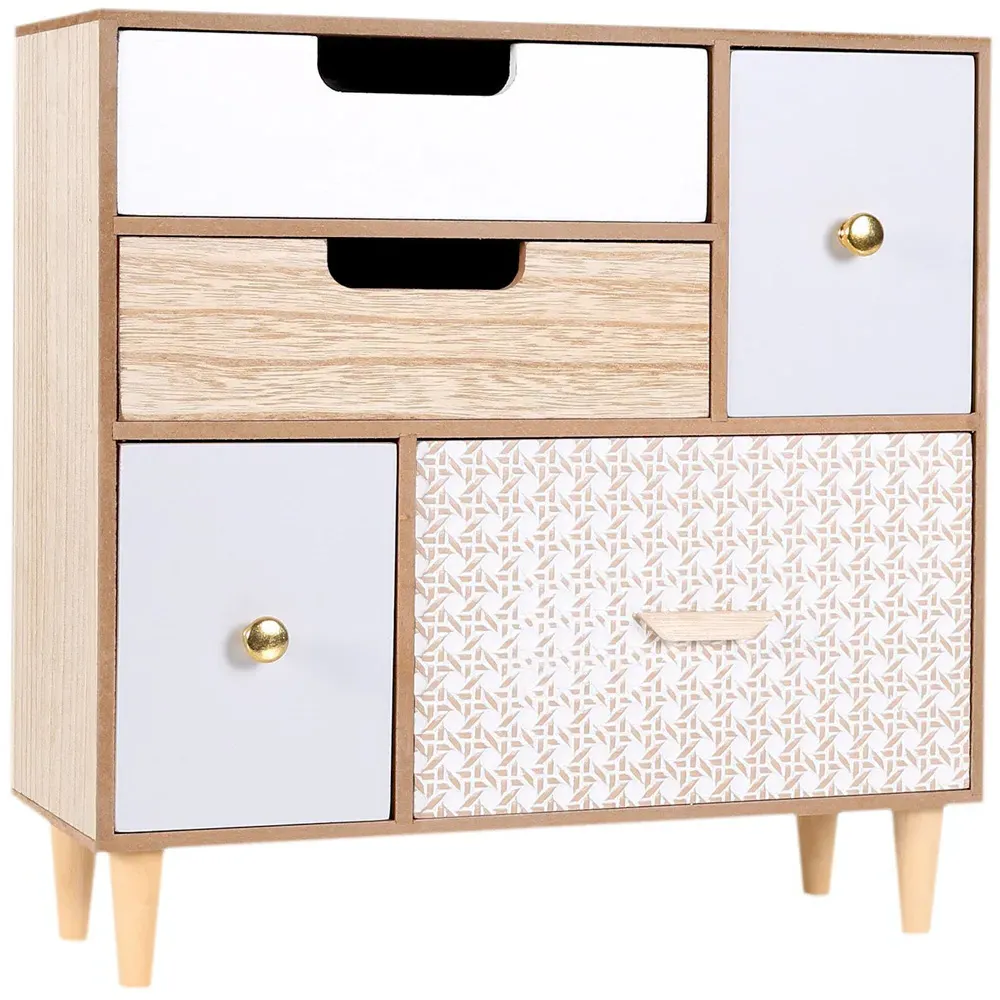 Nordic 5 Drawer Storage Cabinet - Brown