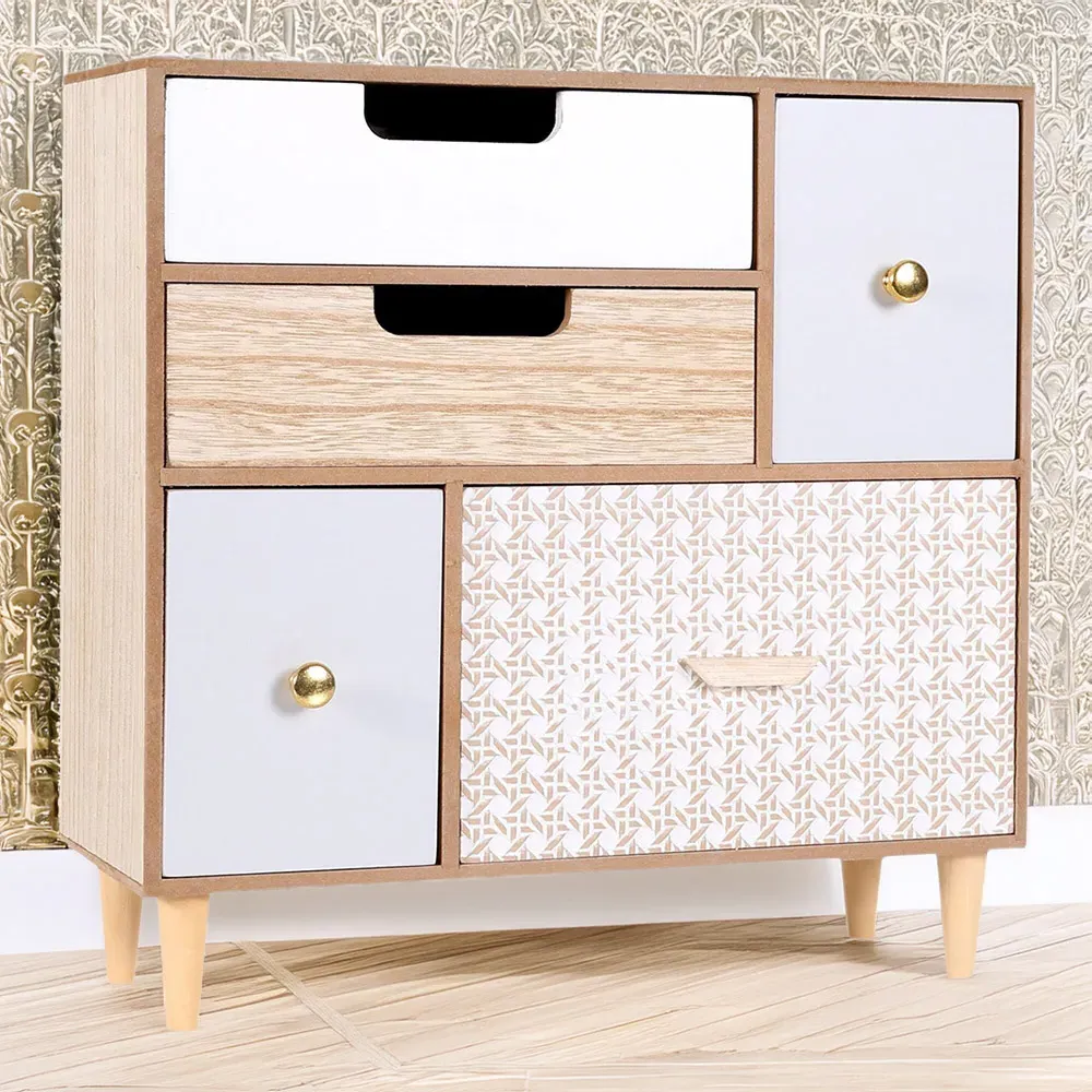 Nordic 5 Drawer Storage Cabinet - Brown image