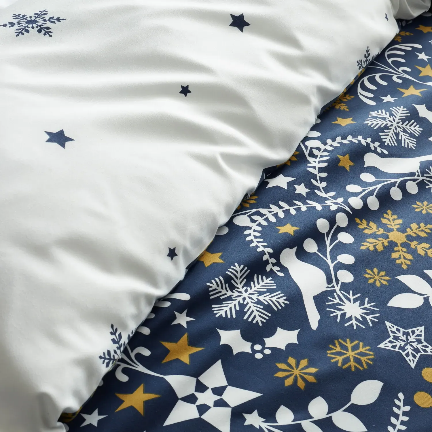 Nordic Christmas Double Duvet Set - Navy