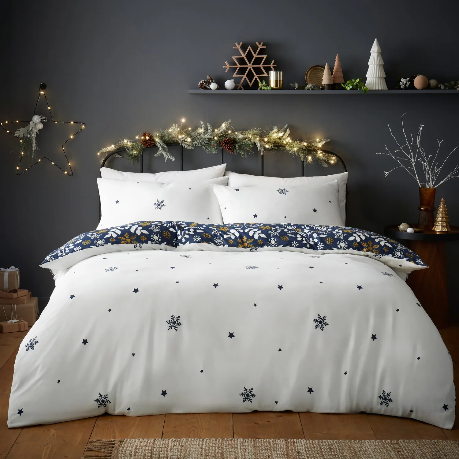 Nordic Christmas Single Duvet Set - Navy