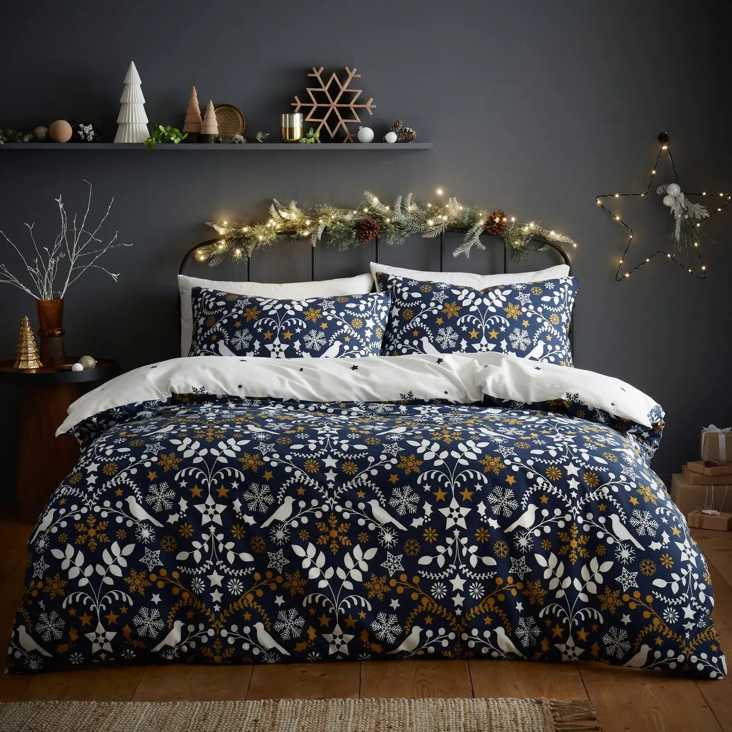 Nordic Christmas Single Duvet Set - Navy image