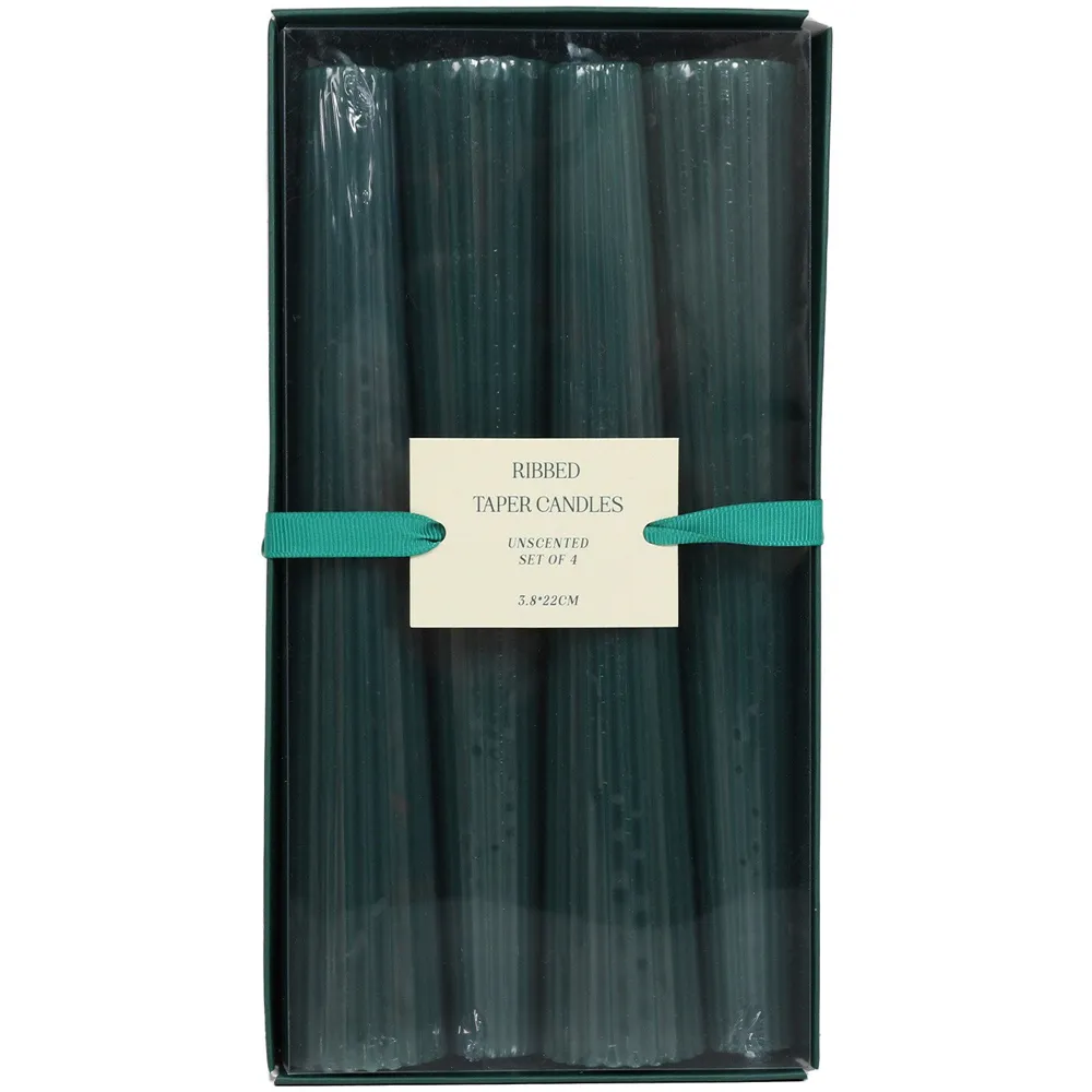 Nordic Ribbed Taper Candles Pack of 4