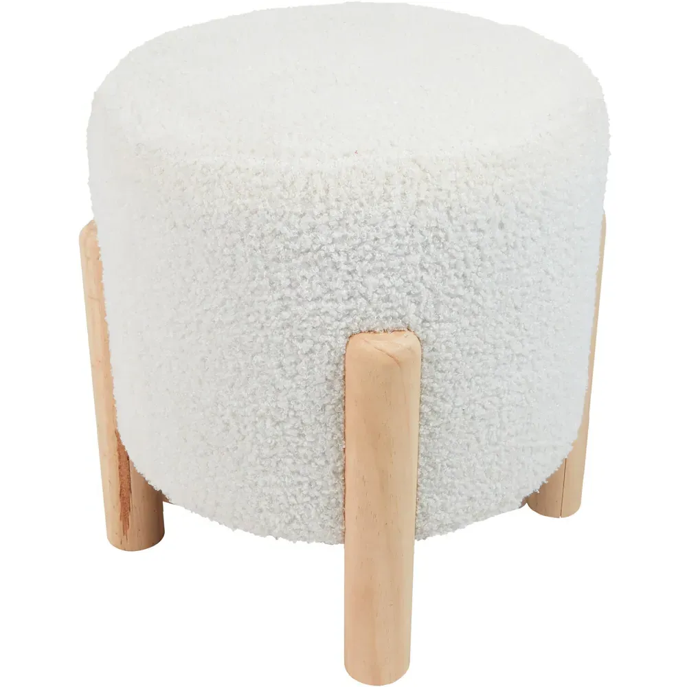 Nordic Teddy Footstool - White