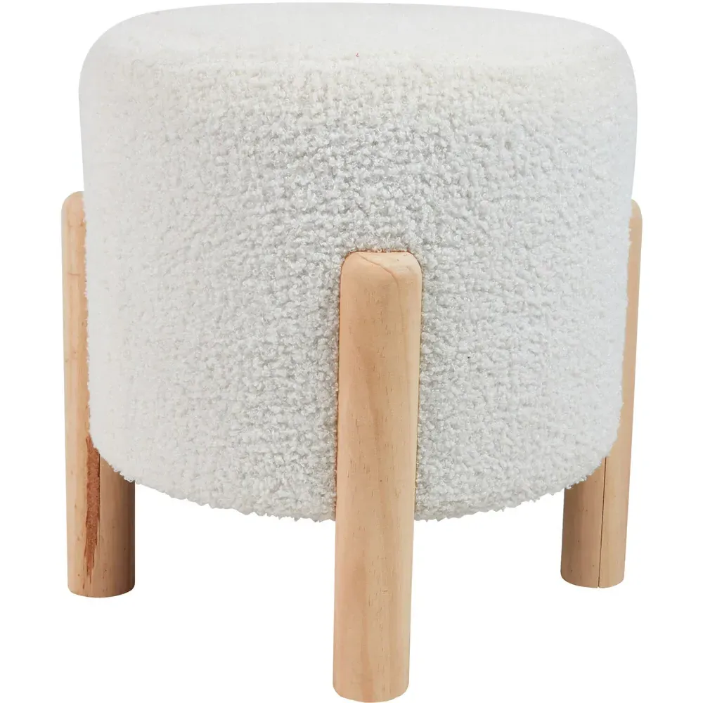 Nordic Teddy Footstool - White