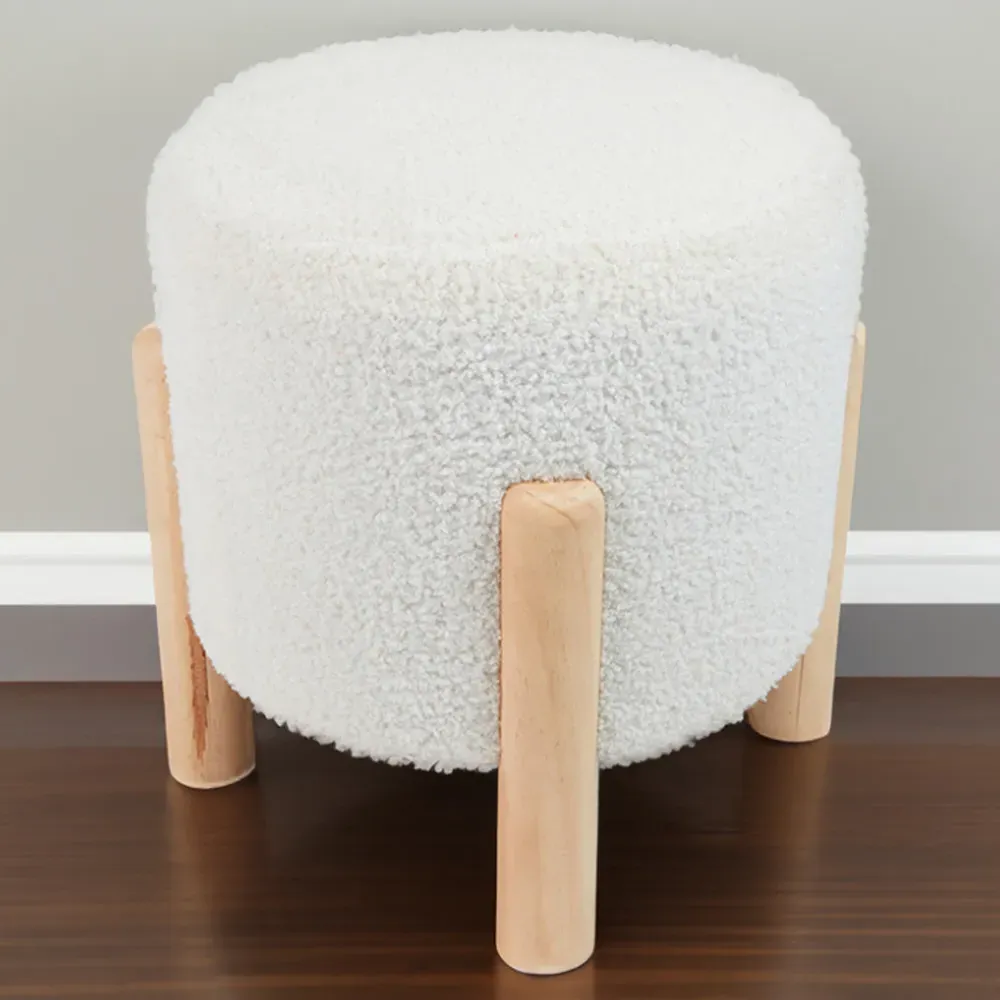 Nordic Teddy Footstool - White image