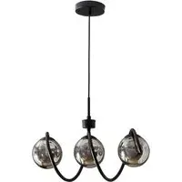 Nova 3 Light Ceiling Fitting - Black, Glass