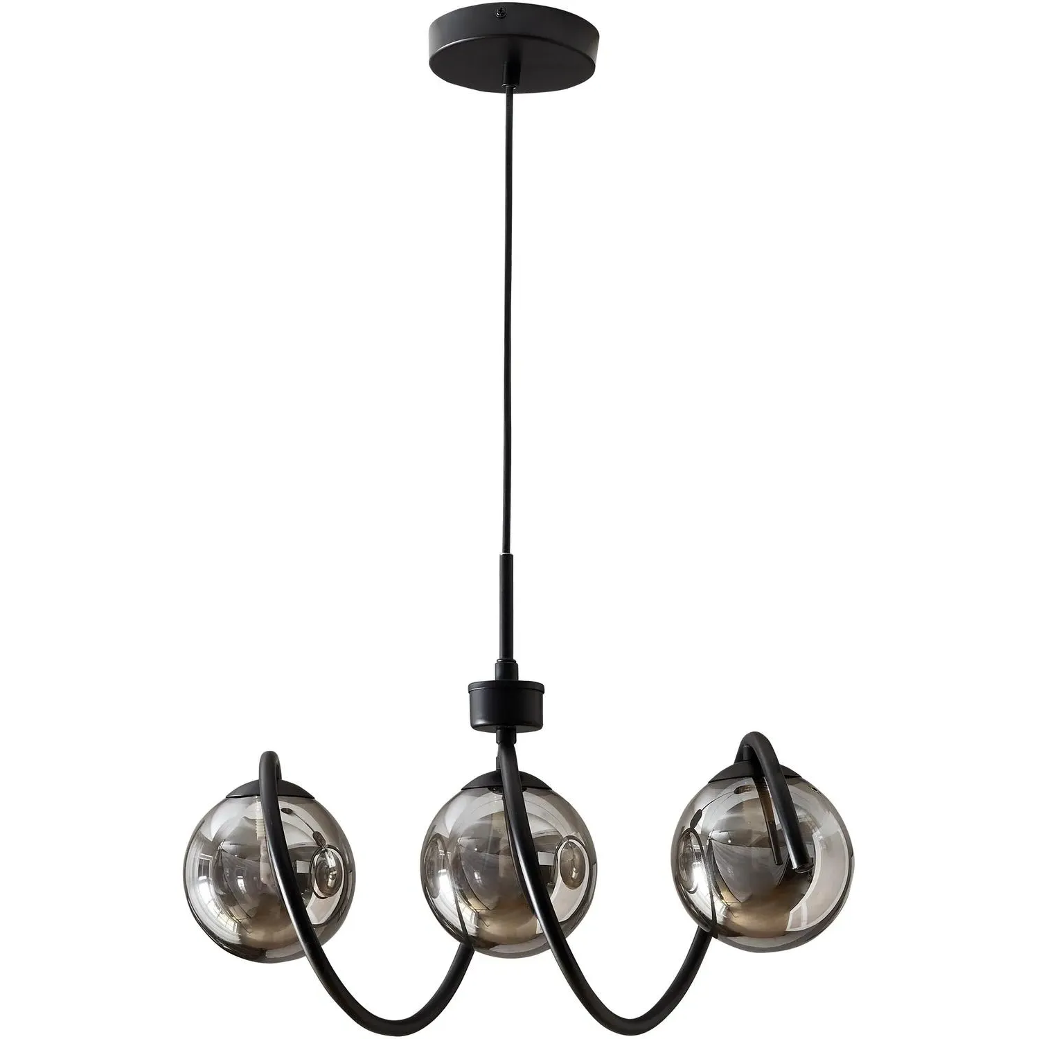 Nova 3 Light Ceiling Fitting - Black, Glass
