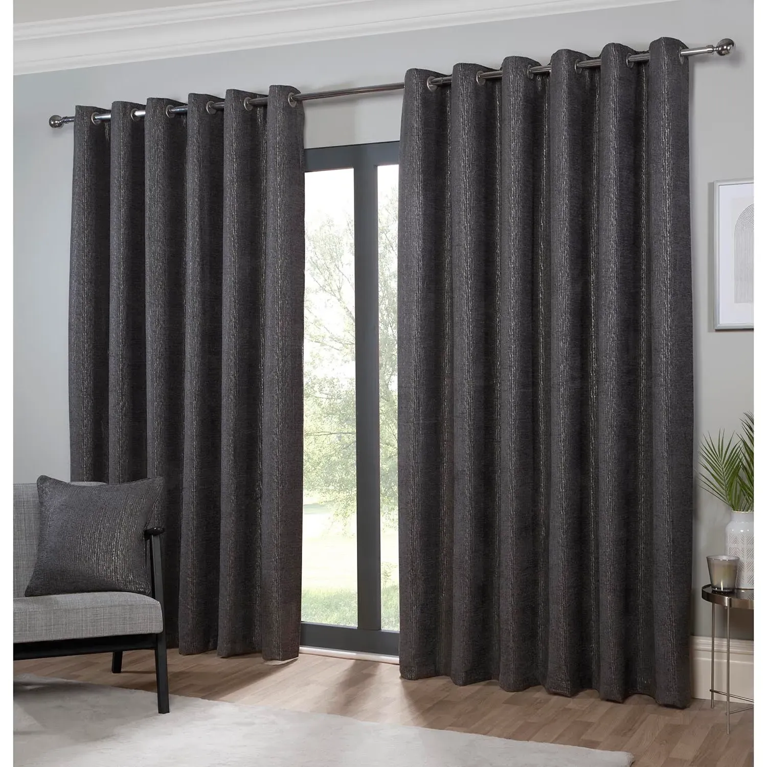 Nova Eyelet Curtains - Charcoal