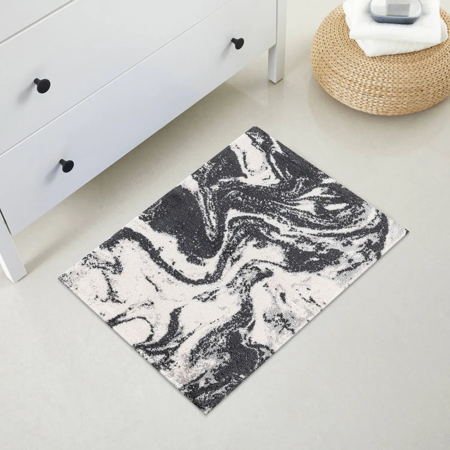 Nova Marble Bath Mat - Silver Grey