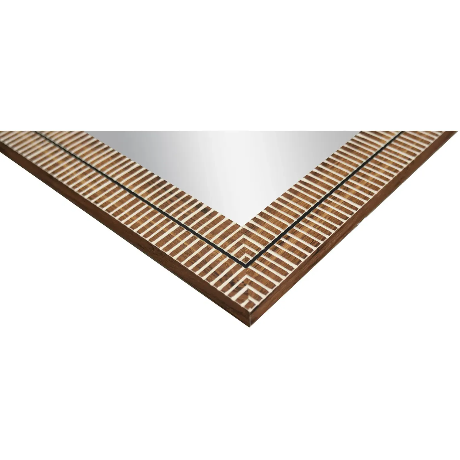 Nyla Wood Effect Striped Mirror - Brown
