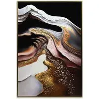 Obsidian Effect Jewelled Neutrals Wall Print - Black, Gold
