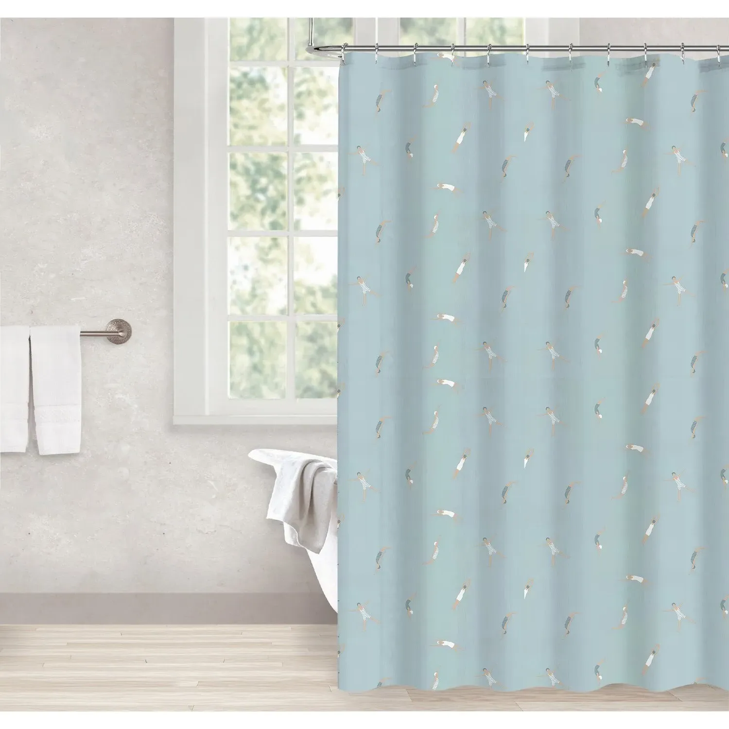 Ocean Swim Shower Curtain - Blue image
