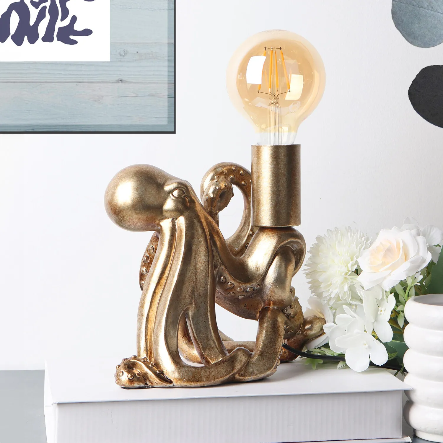 Octopus Table Lamp with Bulb - Gold