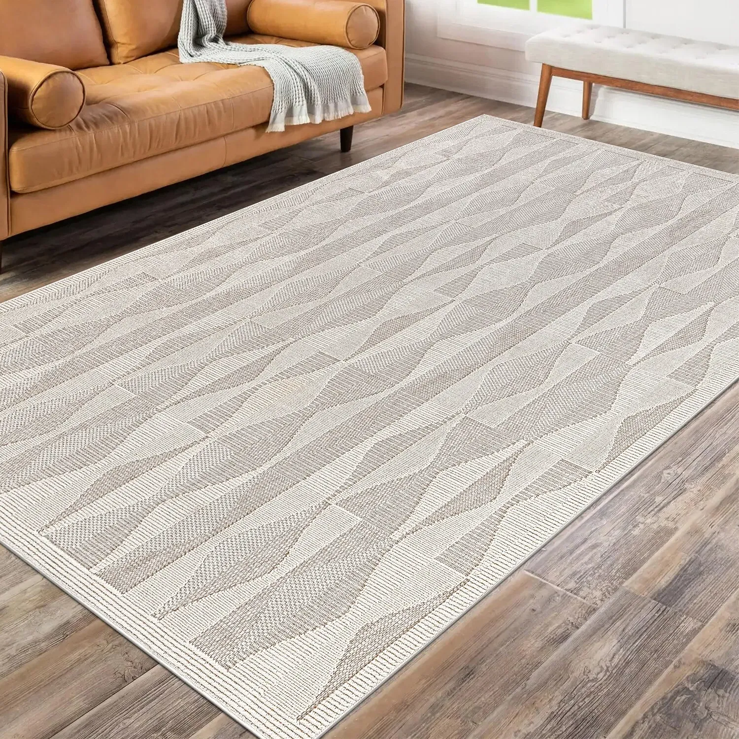 Ohio Geometric Indoor Outdoor Rug 120cm - Neutral