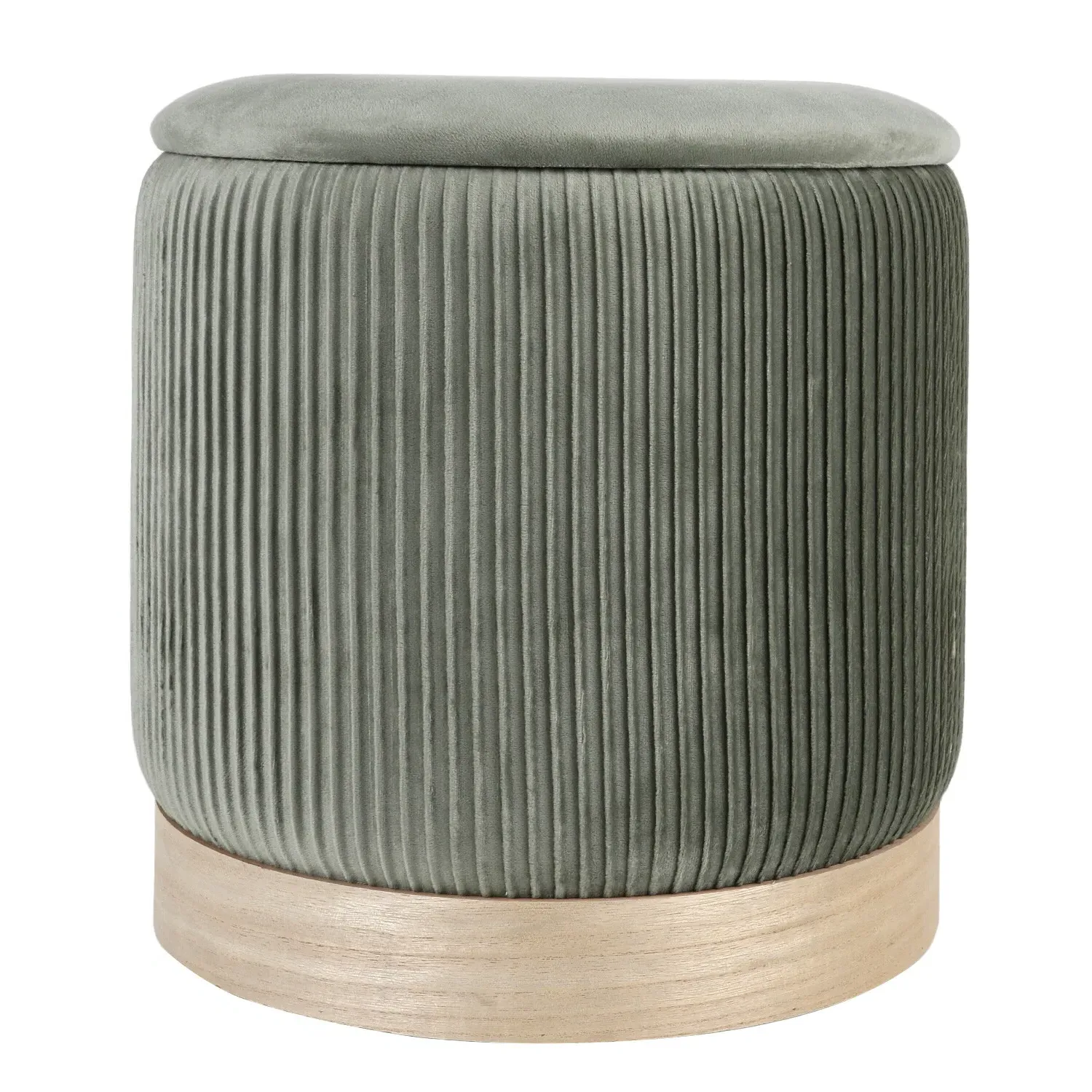 Olivia Footstool with Storage - Green, Velvet