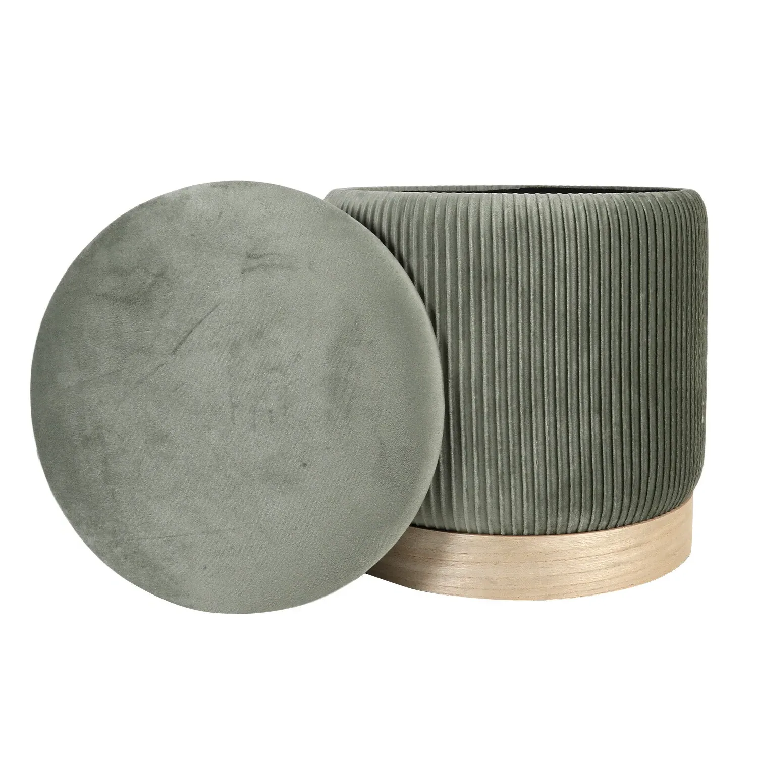 Olivia Footstool with Storage - Green, Velvet