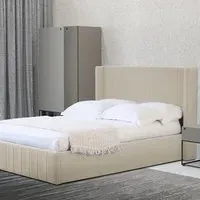 Olivia King Size Ottoman Bed with Storage - Cream, Velvet