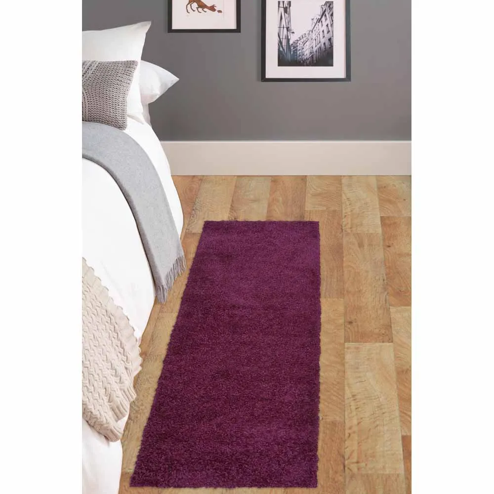 Olympia Shaggy Rug - Plum, Polypropylene